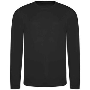 AWDis Cool Mens Moisture Wicking Long-Sleeved T-Shirt / Jet Black